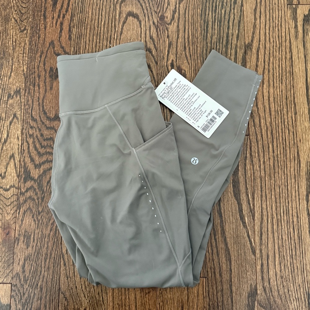NWT lululemon Nulux 5- Pocket HR Run Tight 25" Carbon Dust Size 6